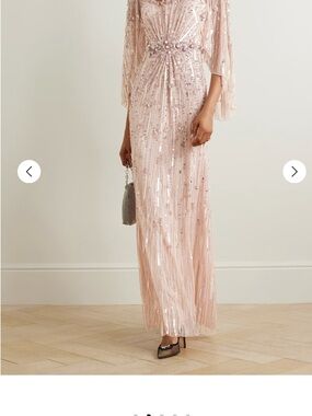 Jenny Packham Rose Blush Sequin Beaded Evening Gown
